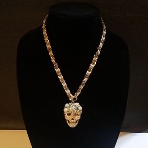 Betsey Johnson Crystal Skull Necklace NEW